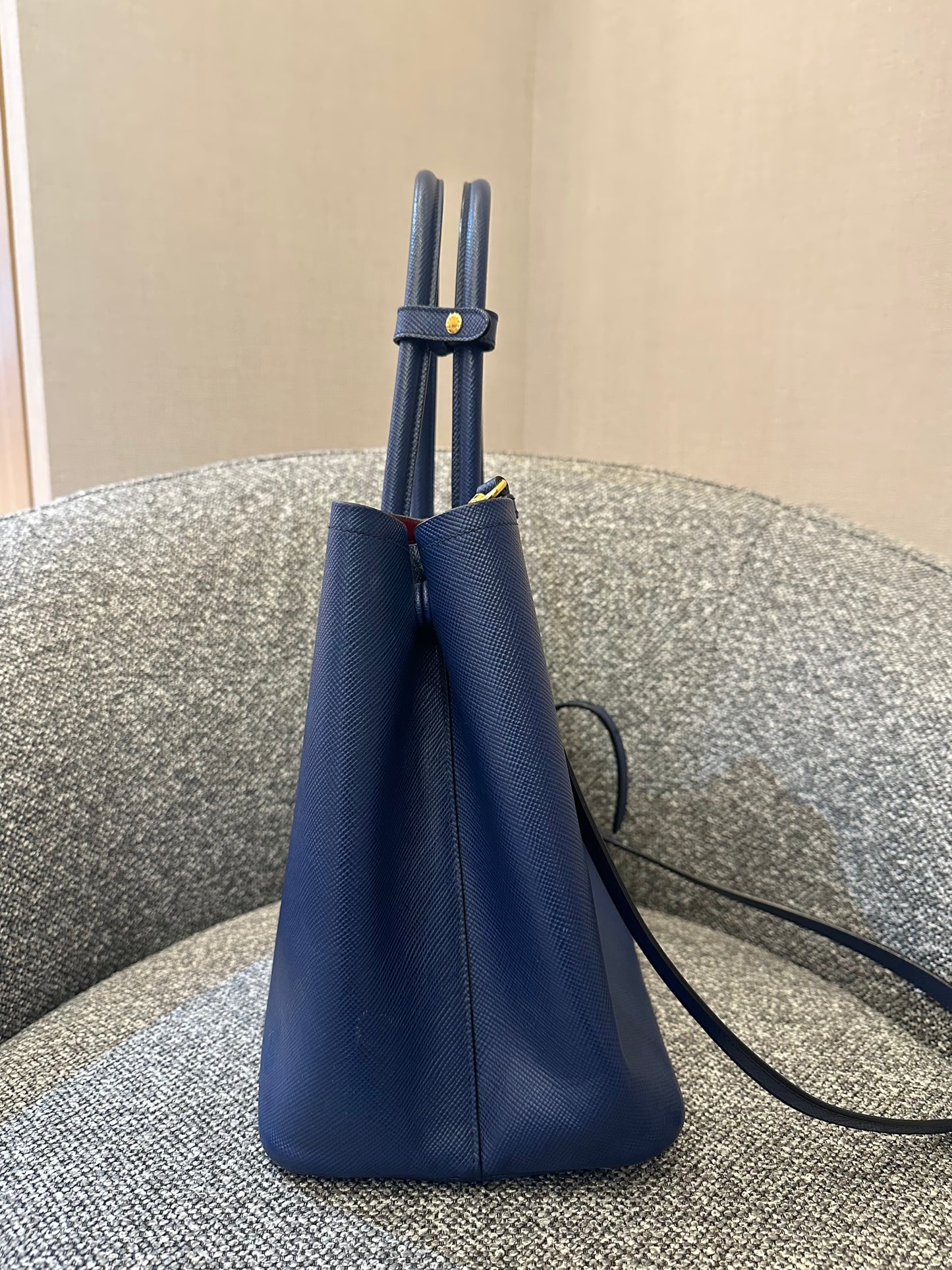 Prada Saffiano Lux Tote Two-Way in Blue Leather