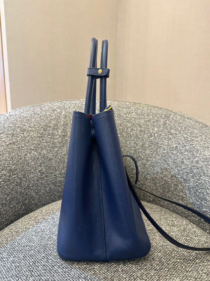 Prada Saffiano Lux Tote Two-Way in Blue Leather