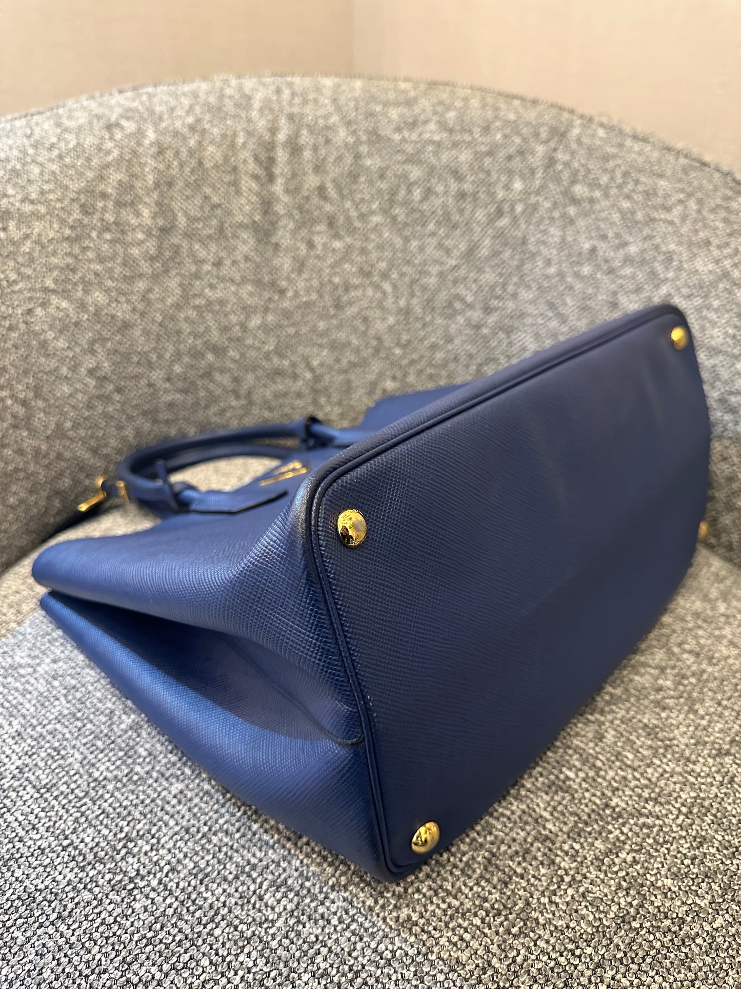 Prada Saffiano Lux Tote Two-Way in Blue Leather