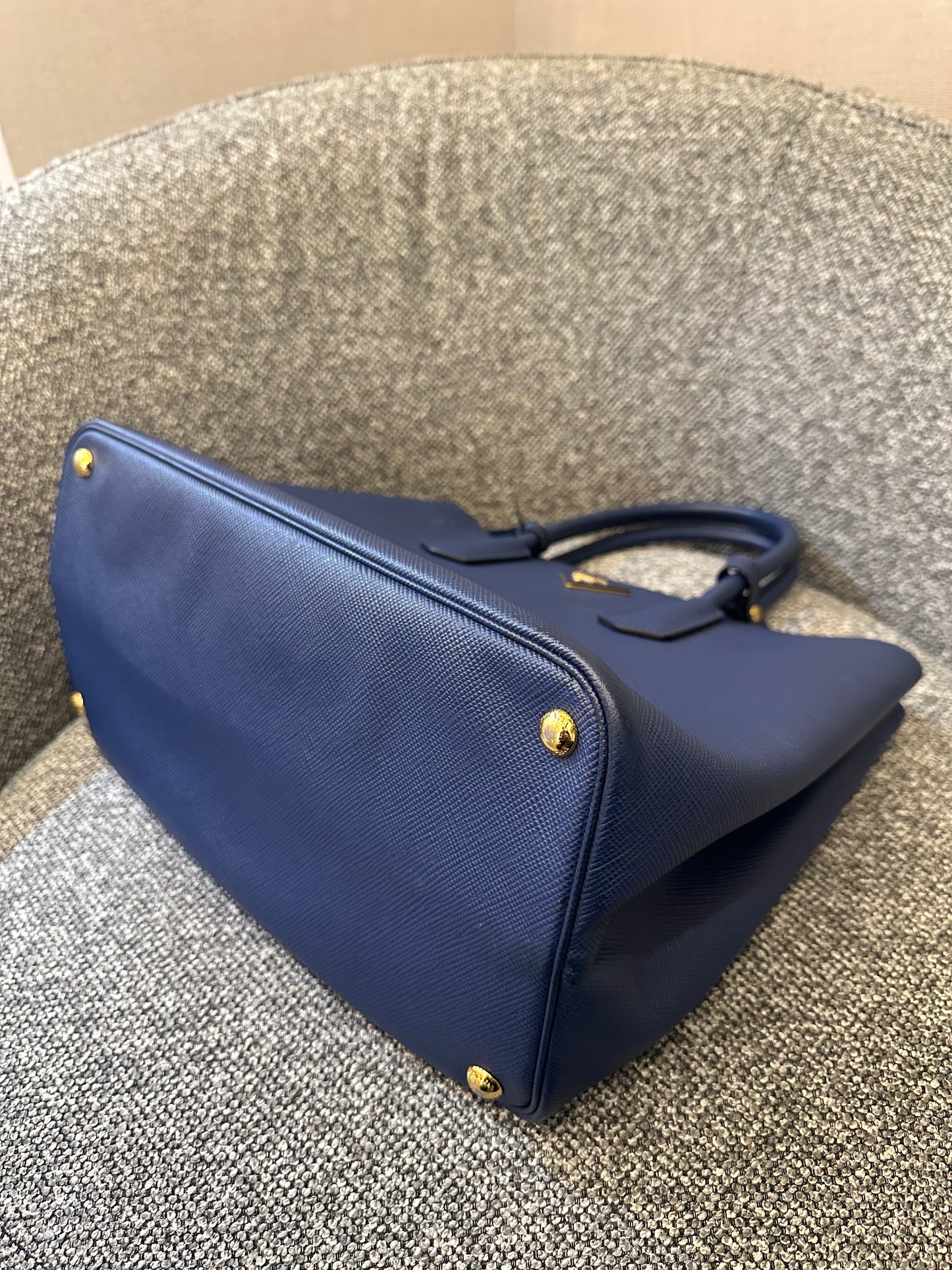 Prada Saffiano Lux Tote Two-Way in Blue Leather