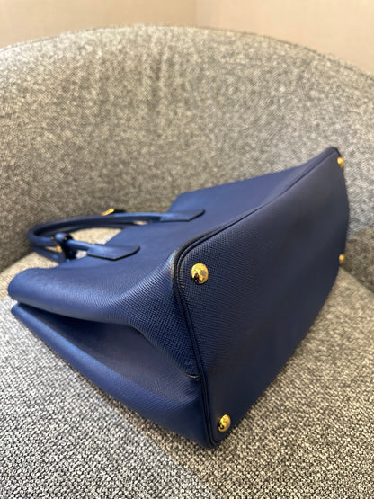 Prada Saffiano Lux Tote Two-Way in Blue Leather