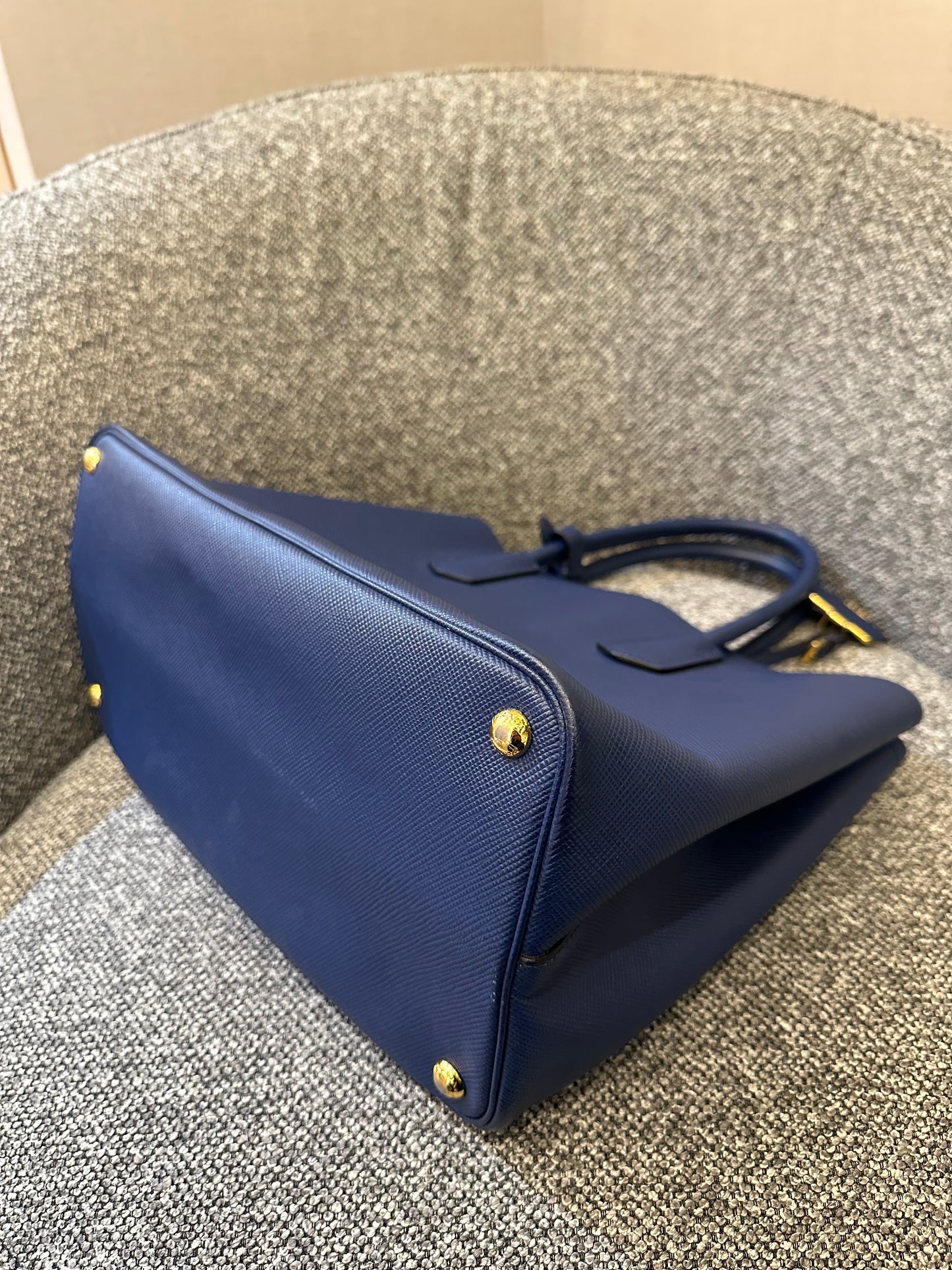 Prada Saffiano Lux Tote Two-Way in Blue Leather