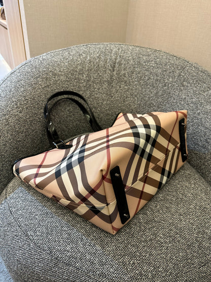 Burberry Supernova Check Tote Bag Coated Canvas