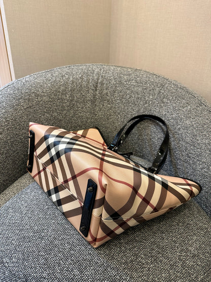Burberry Supernova Check Tote Bag Coated Canvas