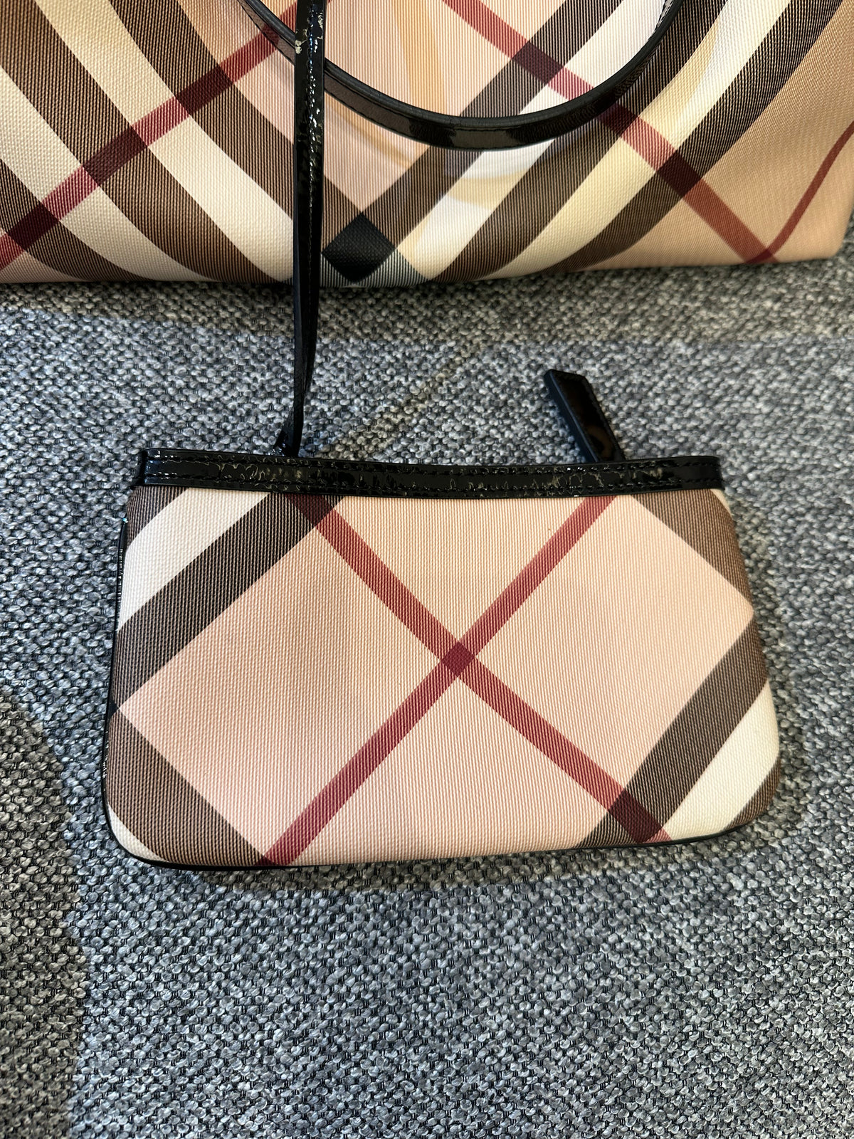 Burberry Supernova Check Tote Bag Coated Canvas