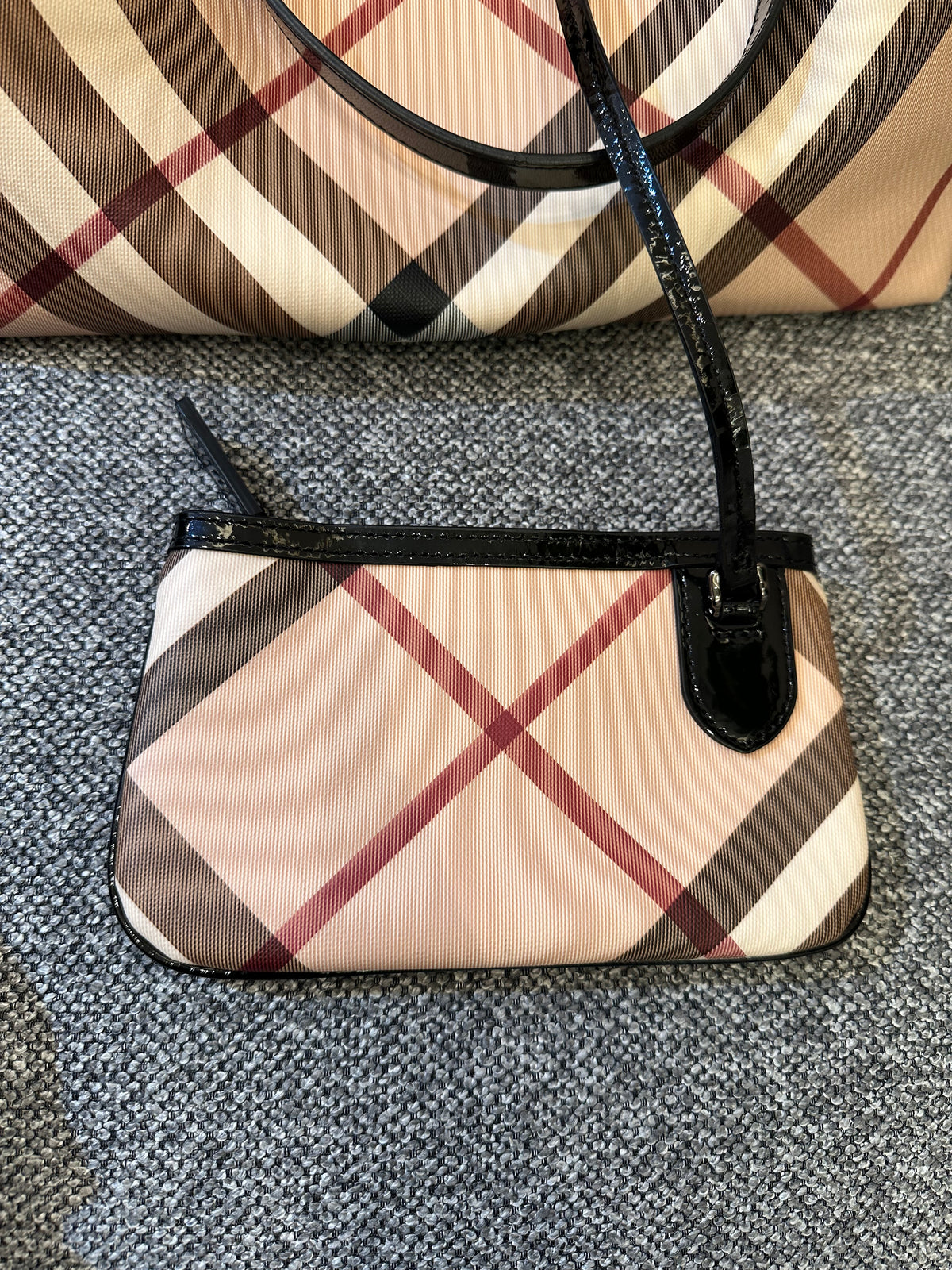 Burberry Supernova Check Tote Bag Coated Canvas
