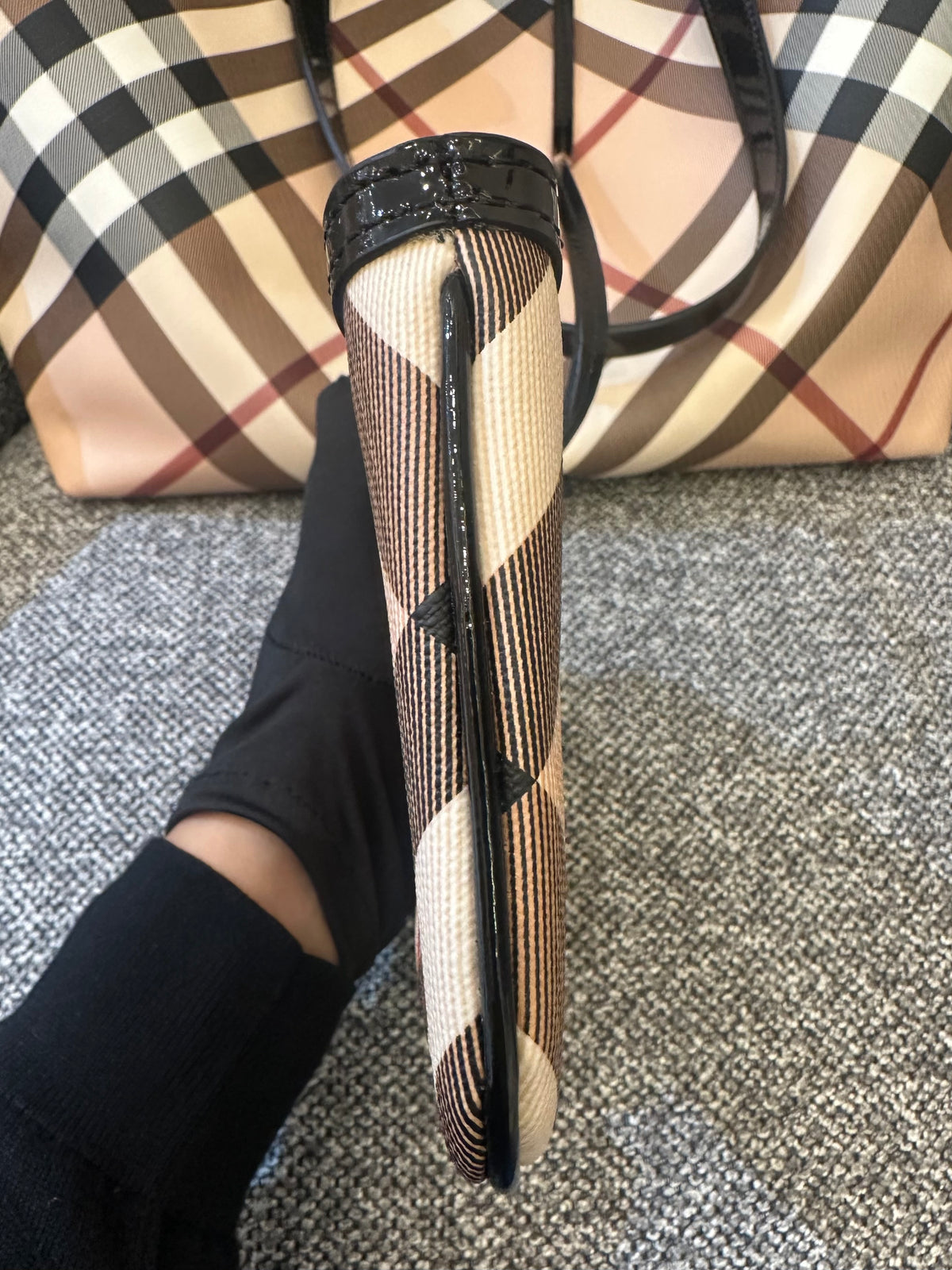 Burberry Supernova Check Tote Bag Coated Canvas