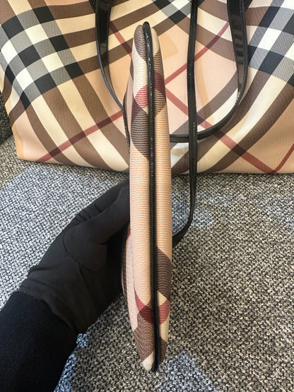 Burberry Supernova Check Tote Bag Coated Canvas