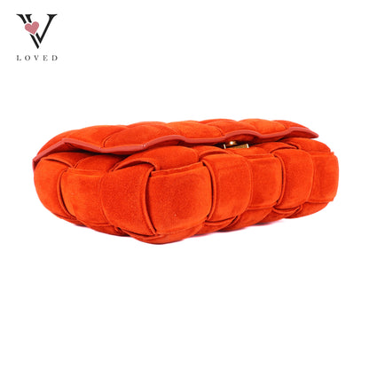 Bottega Veneta Chain Cassette Shoulder Bag in Maple Gold Suede