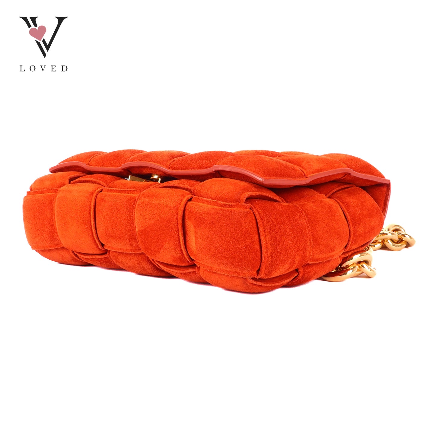 Bottega Veneta Chain Cassette Shoulder Bag in Maple Gold Suede