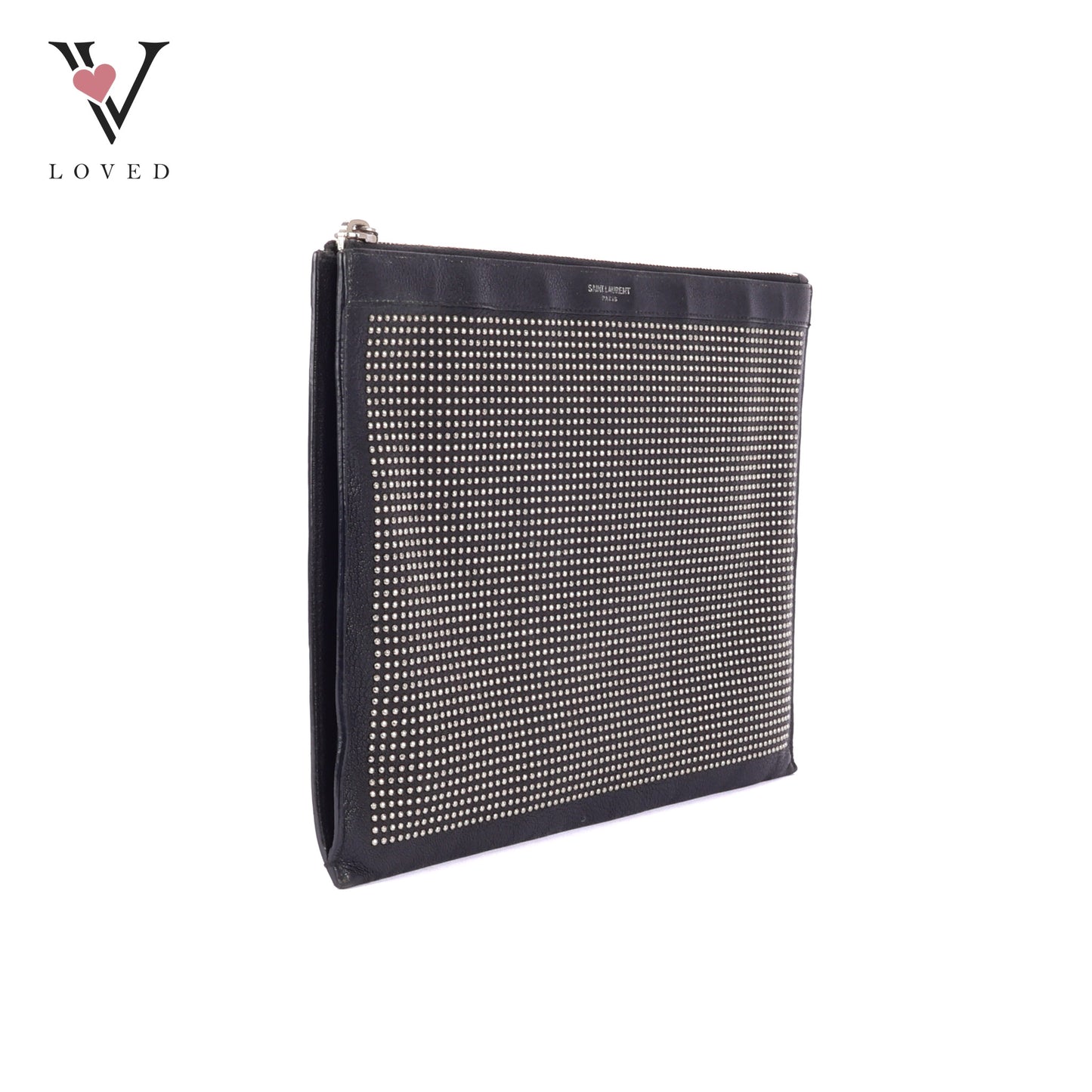 YSL	Studded Clutch Bag in Black Leather
