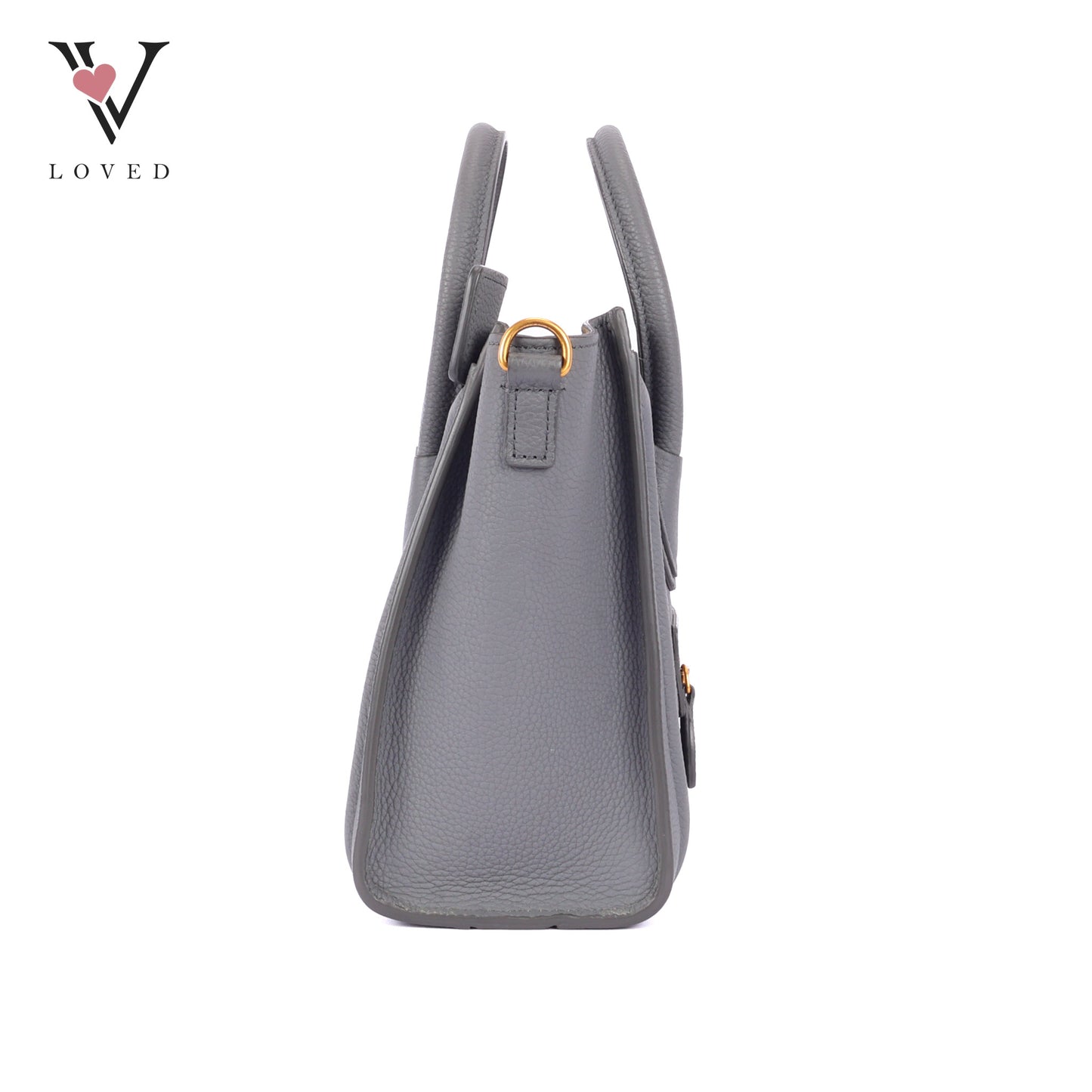 Celine Nano Luggage In Grey Drummed Calfskin Leather