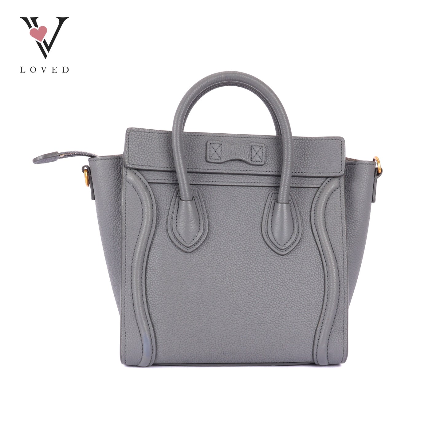Celine Nano Luggage In Grey Drummed Calfskin Leather