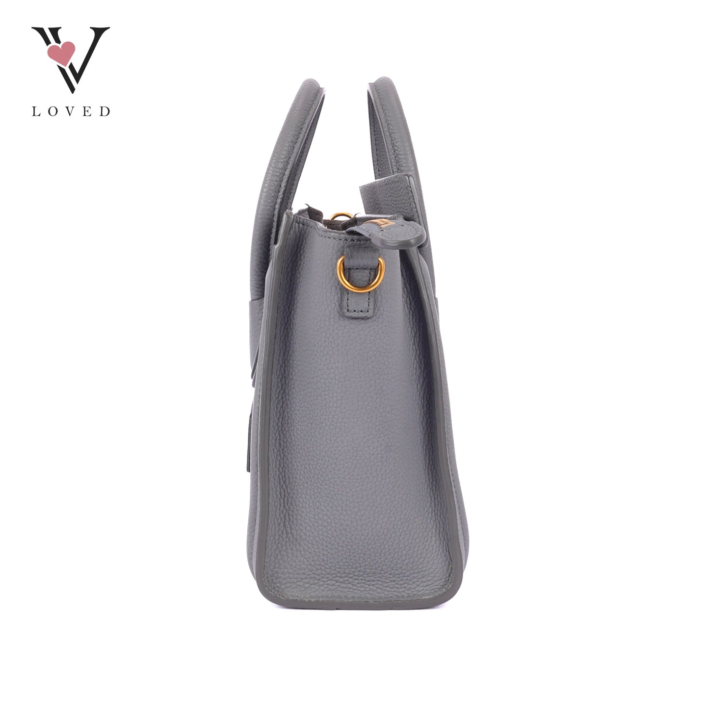 Celine Nano Luggage In Grey Drummed Calfskin Leather