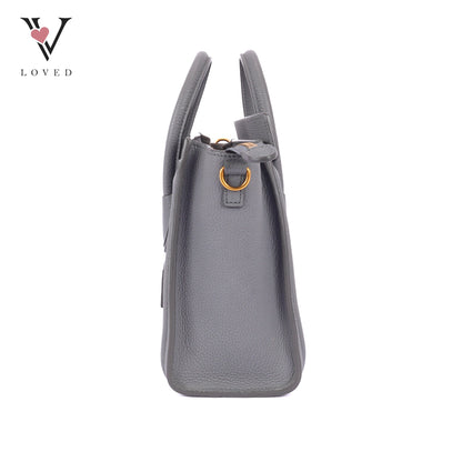 Celine Nano Luggage In Grey Drummed Calfskin Leather