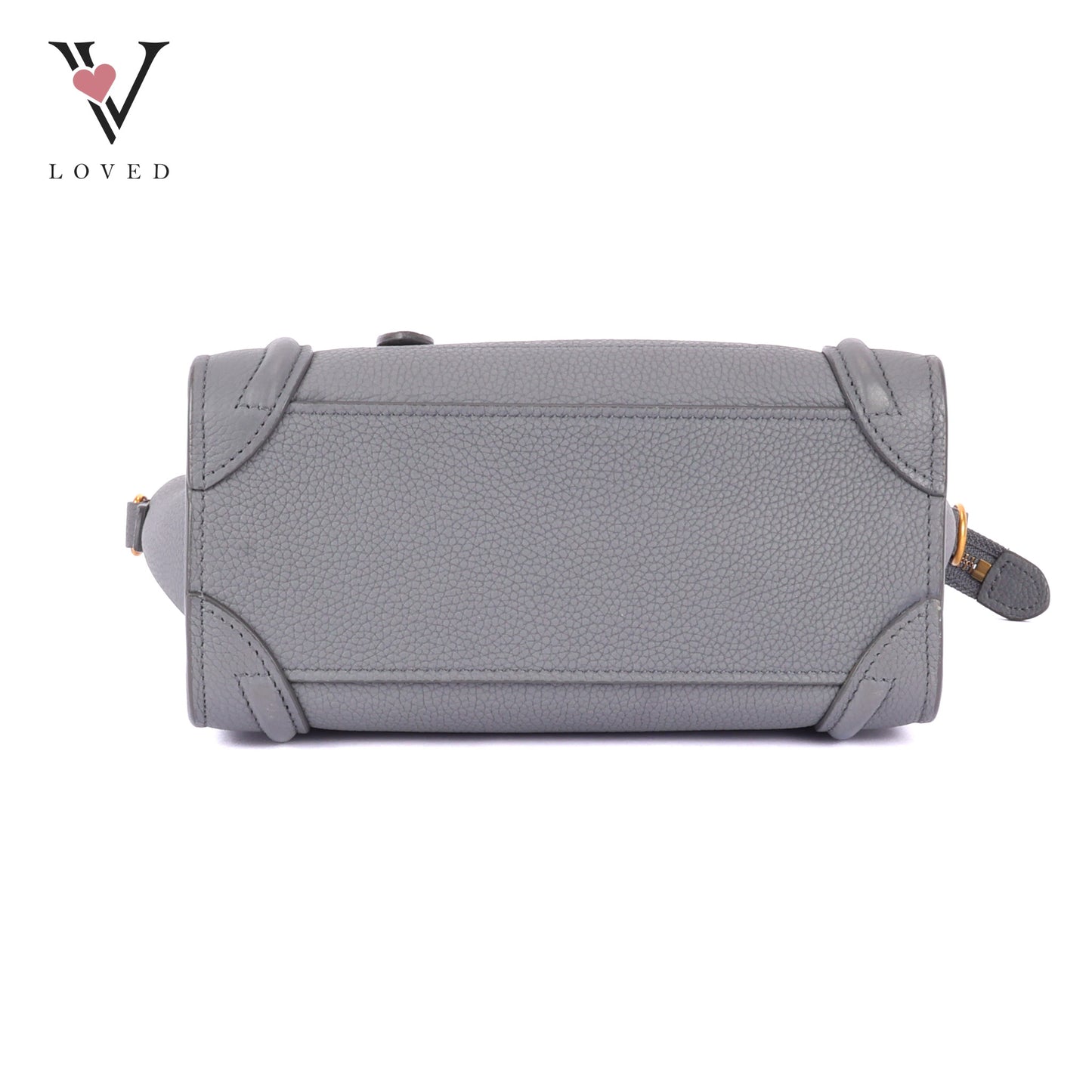 Celine Nano Luggage In Grey Drummed Calfskin Leather