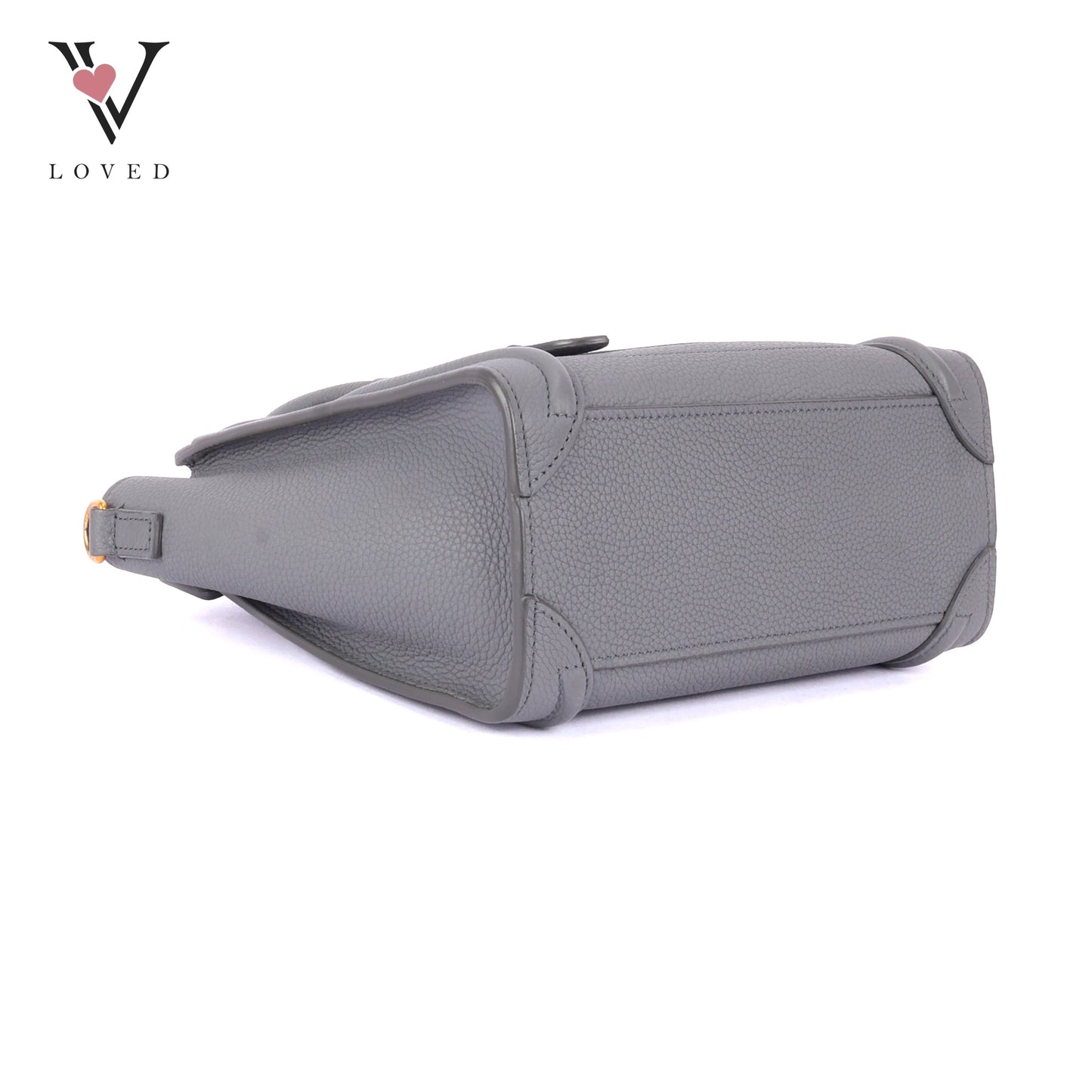 Celine Nano Luggage In Grey Drummed Calfskin Leather