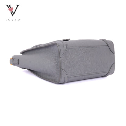 Celine Nano Luggage In Grey Drummed Calfskin Leather