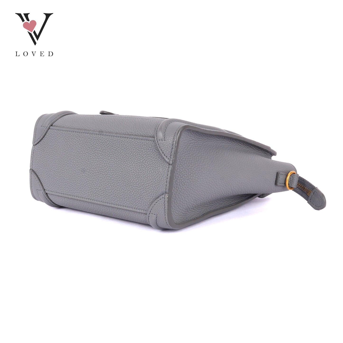 Celine Nano Luggage In Grey Drummed Calfskin Leather