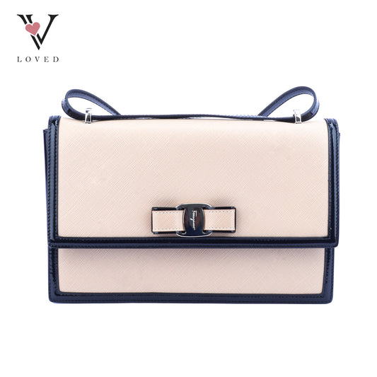Ferragamo Vara Bow Bag Shoulder Bag in Bicolor Design