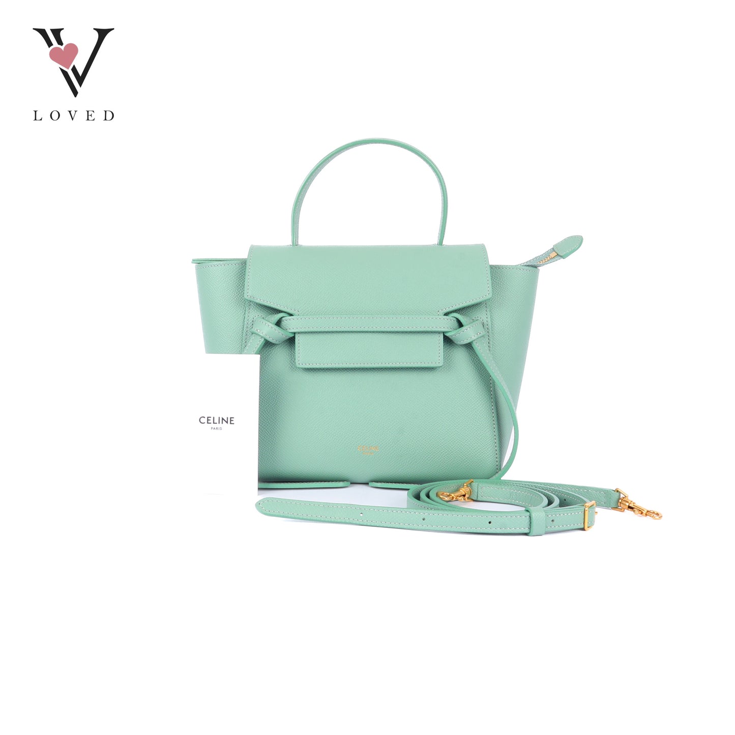 Celine Nano Belt Bag in Ice Mint Grained Calfskin Leather