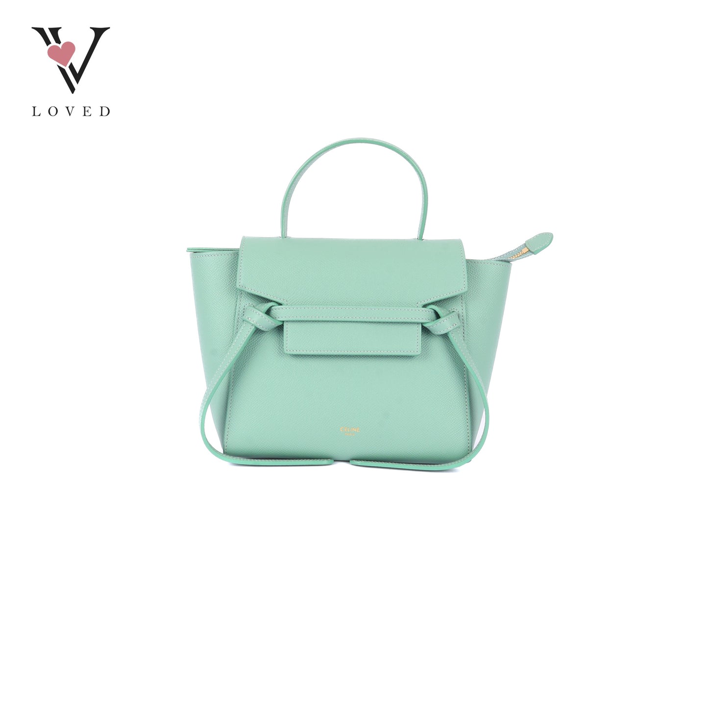 Celine Nano Belt Bag in Ice Mint Grained Calfskin Leather