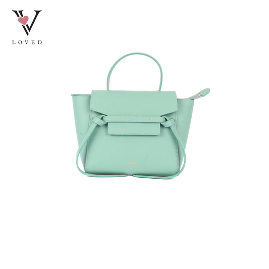 Celine Nano Belt Bag in Ice Mint Grained Calfskin Leather