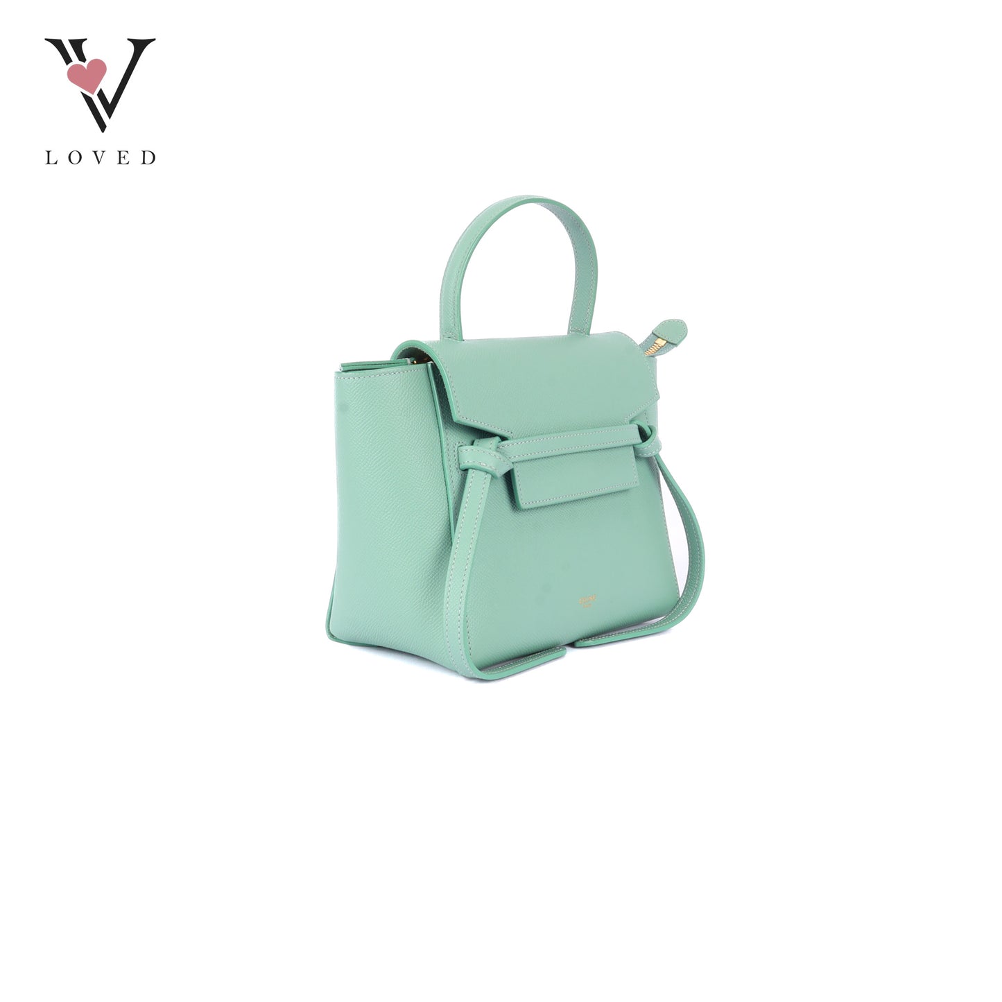Celine Nano Belt Bag in Ice Mint Grained Calfskin Leather