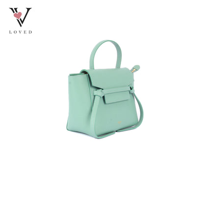 Celine Nano Belt Bag in Ice Mint Grained Calfskin Leather