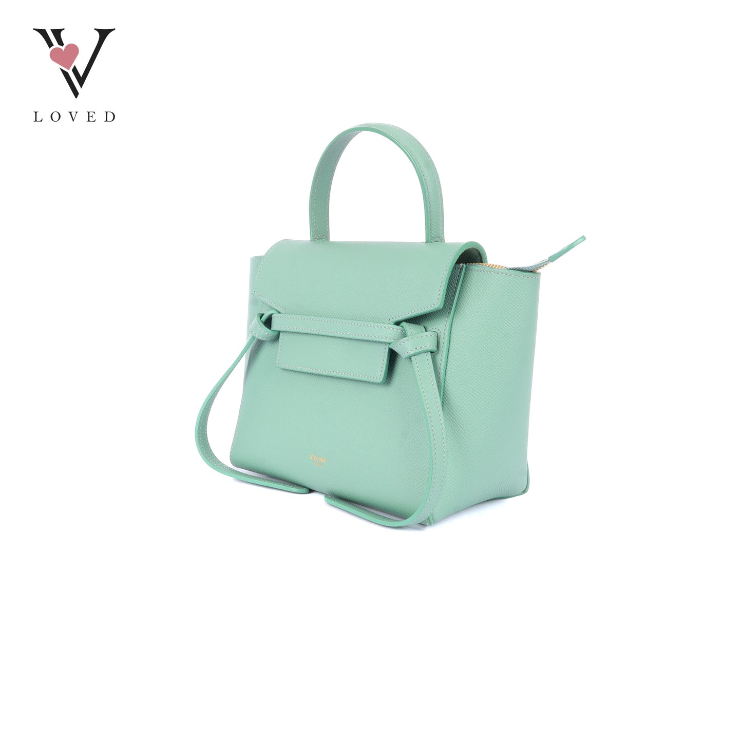 Celine Nano Belt Bag in Ice Mint Grained Calfskin Leather