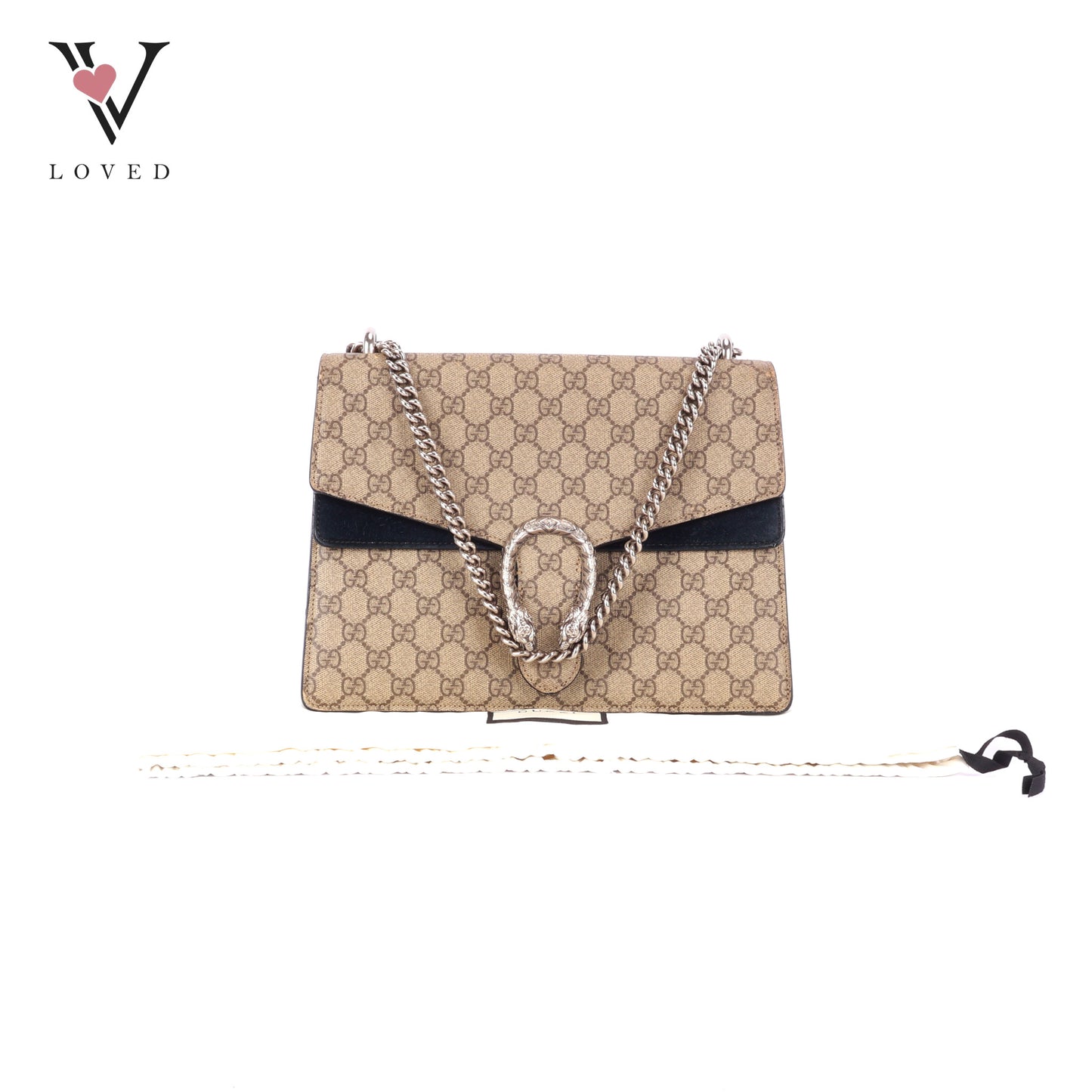 Gucci Dionysus GG Supreme Shoulder Bag in Black Suede