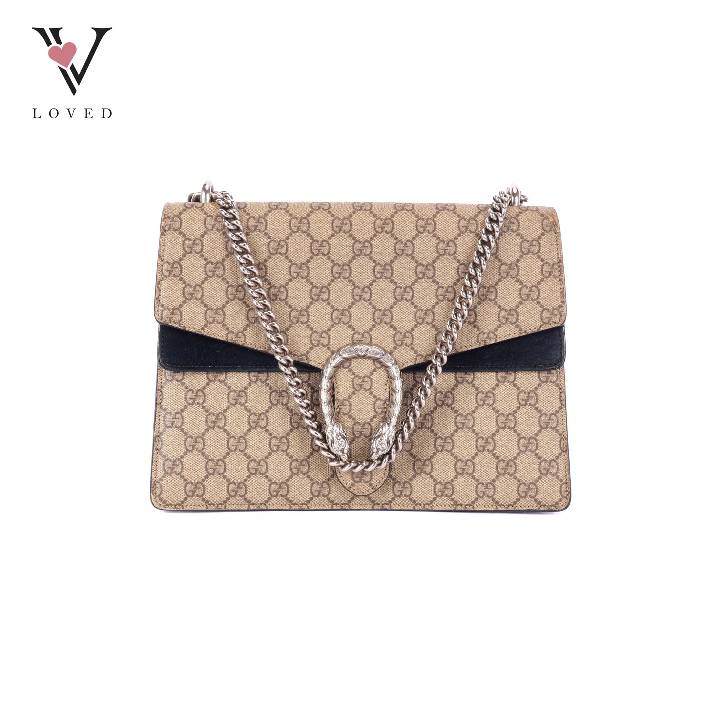 Gucci Dionysus GG Supreme Shoulder Bag in Black Suede