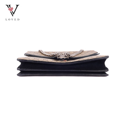 Gucci Dionysus GG Supreme Shoulder Bag in Black Suede