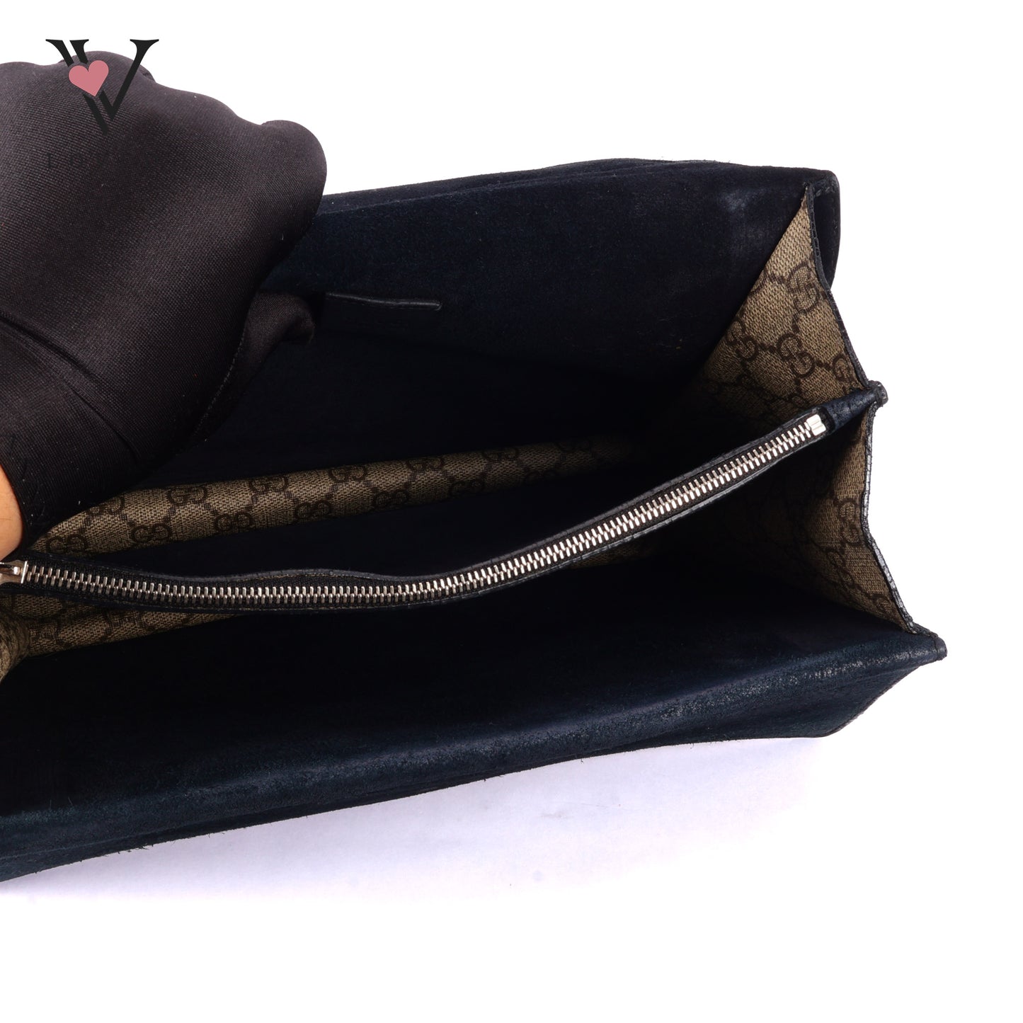 Gucci Dionysus GG Supreme Shoulder Bag in Black Suede