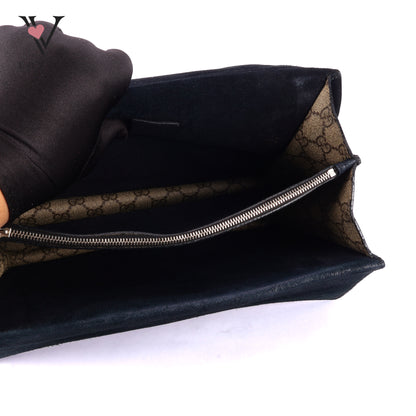 Gucci Dionysus GG Supreme Shoulder Bag in Black Suede