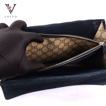 Gucci Dionysus GG Supreme Shoulder Bag in Black Suede