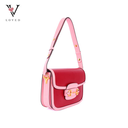 Gucci Azalea Calfskin 1955 Horsebit Shoulder Bag in New Cherry Red and Wild Rose