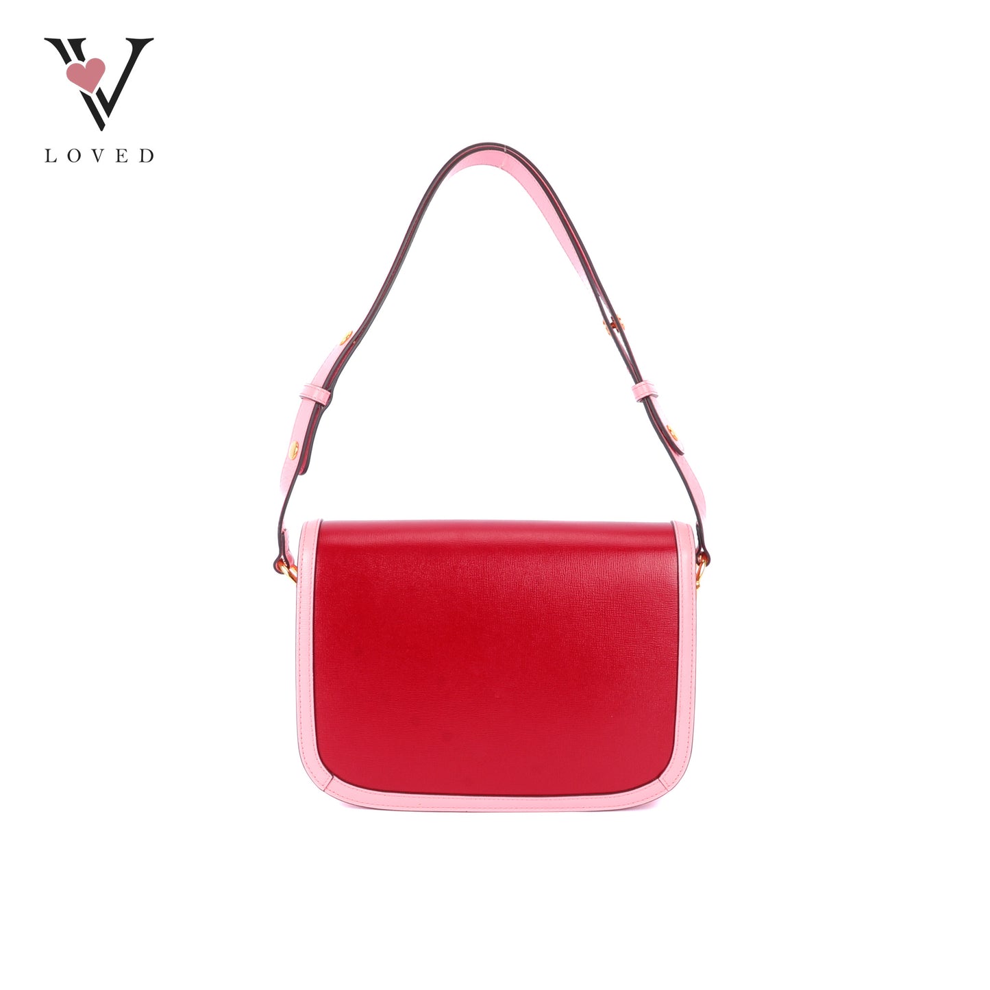 Gucci Azalea Calfskin 1955 Horsebit Shoulder Bag in New Cherry Red and Wild Rose