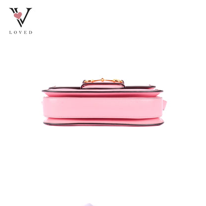 Gucci Azalea Calfskin 1955 Horsebit Shoulder Bag in New Cherry Red and Wild Rose