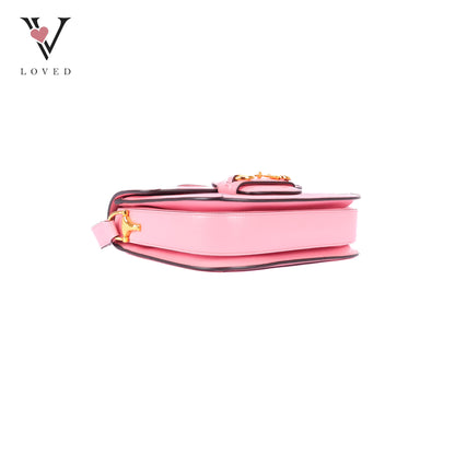 Gucci Azalea Calfskin 1955 Horsebit Shoulder Bag in New Cherry Red and Wild Rose