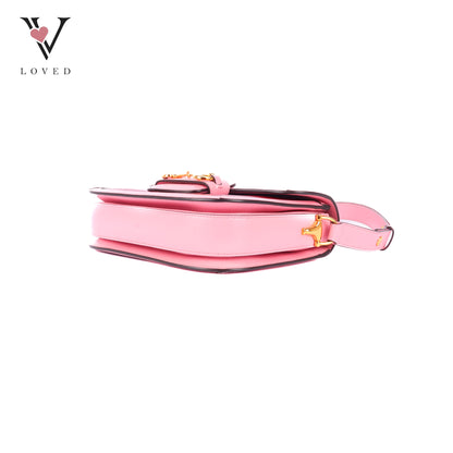 Gucci Azalea Calfskin 1955 Horsebit Shoulder Bag in New Cherry Red and Wild Rose