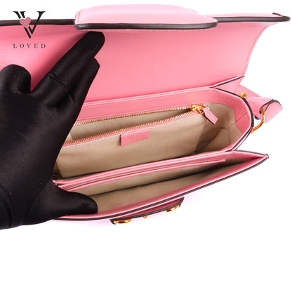 Gucci Azalea Calfskin 1955 Horsebit Shoulder Bag in New Cherry Red and Wild Rose