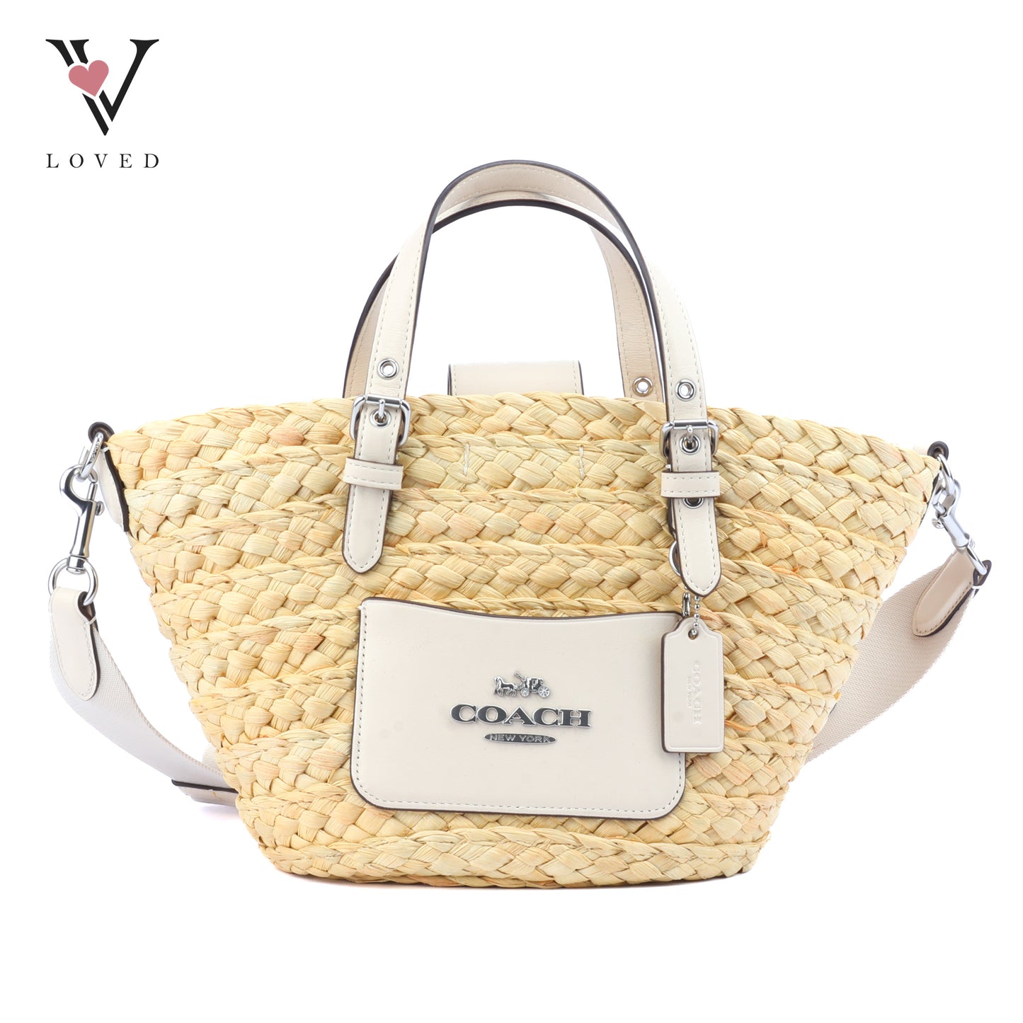 Coach Straw And Leather Raffia Tote Bag