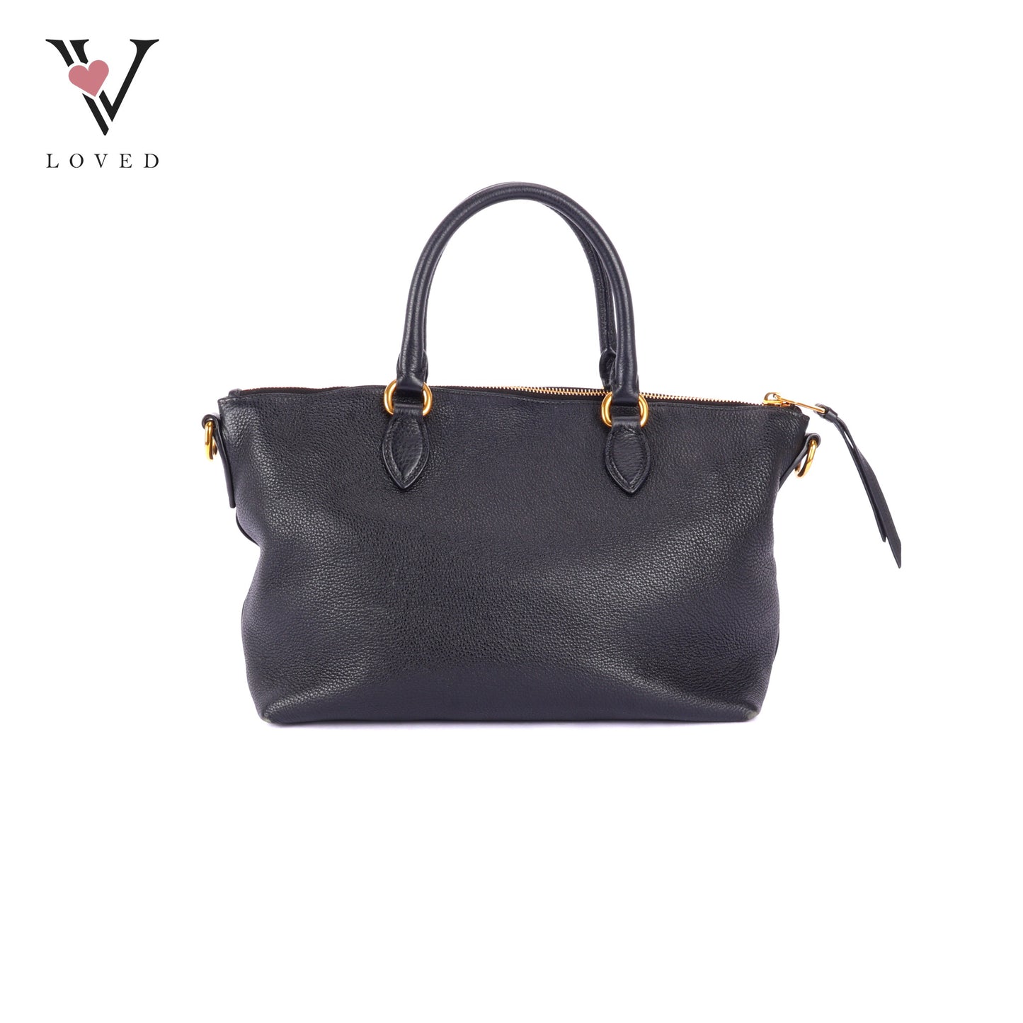 Prada Black Vitello Phenix Leather Top Handle Crossbody Bag