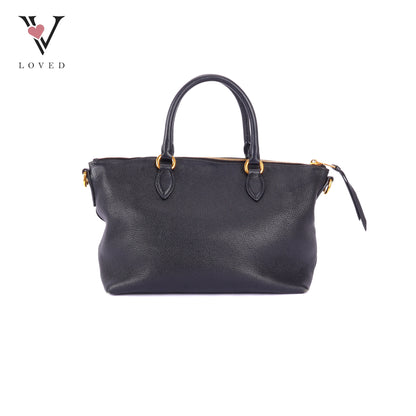 Prada Black Vitello Phenix Leather Top Handle Crossbody Bag