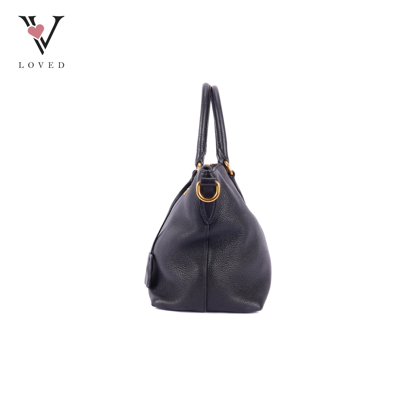 Prada Black Vitello Phenix Leather Top Handle Crossbody Bag