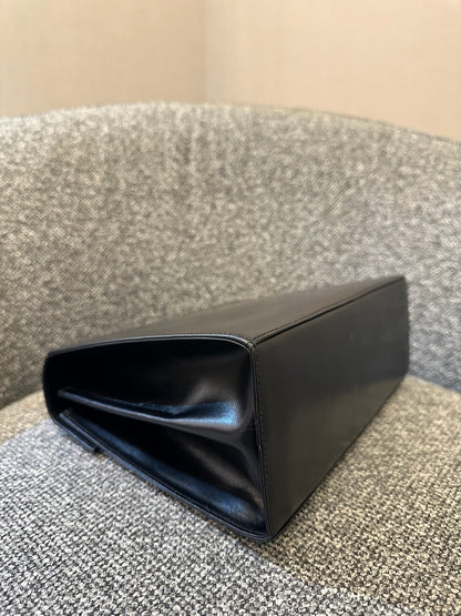 Salvatore Ferragamo Gancini Top Handle Bag in Black Leather