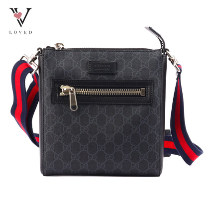 Gucci GG Messenger Bag In Black And Grey Canvas