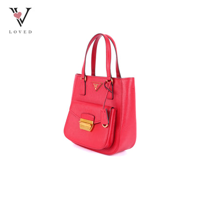 Prada Metropolis Tote Bag in Red Saffiano Leather
