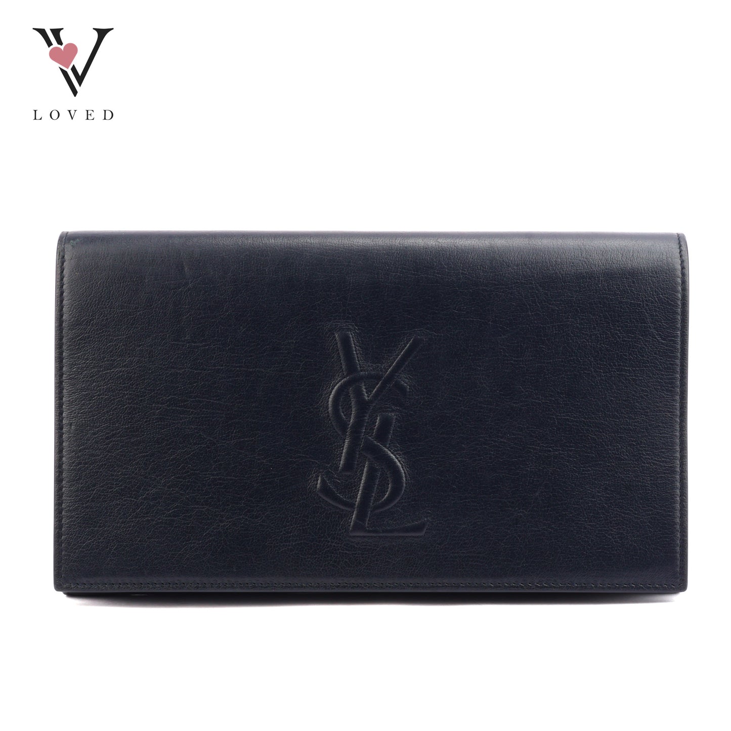 Yves Saint Laurent Belle De Jour Clutch in Navy Blue Leather